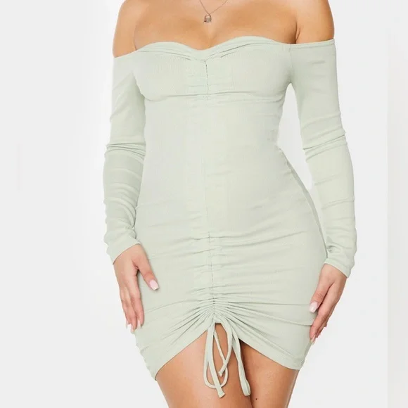sage green bardot dress Sage Off Shoulder Bardot Maxi Dress – Sophie's Boutique Valdosta